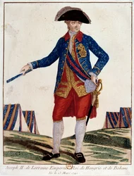Muotokuva Joseph II:sta Lorrainesta (1741 - 1790), Pyhän germaanisen keisarikunnan keisarista, Itävallan keisarista, Unkarin Böömin kuninkaasta. Kaiverrus 1700-luvulta. Pariisi, Musee Carnavalet