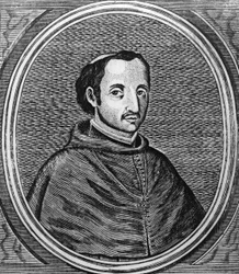 Juan de Palafox y Mendoza (John of Palafox) (1600-1659) muotokuva Los Angelesin (Meksiko) Pueblan ja sitten Osman (Espanja) piispasta.