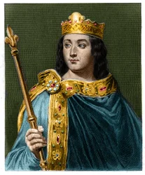 Ranskan kuninkaan Ludvig V Laiskan (967 - 987) muotokuva, Lavalléen teoksesta "Ranskalaisten historia", kaiverrus, ei vuosilukua