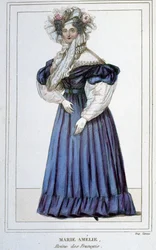 Muotokuva Marie Amélie de Bourbonista (1782 - 1866), Ranskan kuningatar, Louis Philippe I:n vaimo. Kaiverrus 1800-luvulta.