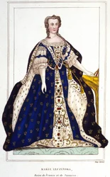Muotokuva Marie Leczinskasta, Ranskan kuningattaresta (1703-1768) (Leczinska; Leszka; Leszinske). Kaiverrus vuodelta 1830.