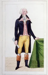 Maximilian Robespierren (1758 - 1794) muotokuva, kaiverrus vuodelta 1830