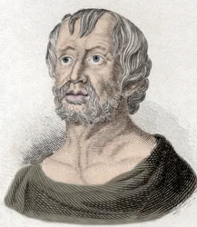 Muotokuva Lucius Annaeus Senecasta (4 eKr.-65 jKr. JC), stoilaisen koulukunnan filosofista, näytelmäkirjailijasta ja roomalaisesta valtiomiehestä.