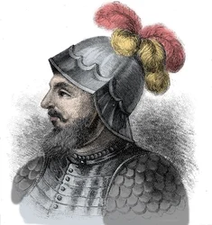 Espanjalaisen valloittajan (1475-1517) Vasco Nunez de Balboan muotokuva - Kaiverrus 1800-luku