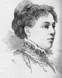 Muotokuva Zelia Provost Ponsinista (Provost-Ponsin), ranskalainen koomikko, Comedie Francaisen jäsen 1860–1880. Kaiverrus "" Le Monde Illustré" -julkaisussa n¡1168, 16. elokuuta 1879.