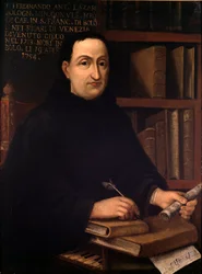 Italialaisen säveltäjän Ferdinando Antonio Lazarin (1678-1754) muotokuva Anonyymi maalaus. 1700-luvulla. Bologna, Civic Museum Bibliografinen museo
