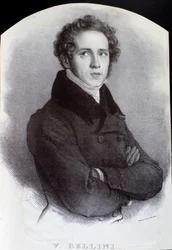 Italialaisen säveltäjän Vincenzo Bellinin muotokuva (kaiverrus. 1800-luku)
