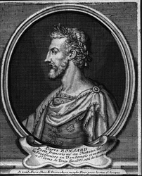 Ranskalaisen runoilijan Pierre de Ronsardin (1524-1585) muotokuva 1700-luvun kaiverrus