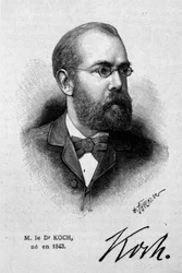Muotokuva saksalaisesta lääkäristä Robert Kochista (1843-1910).