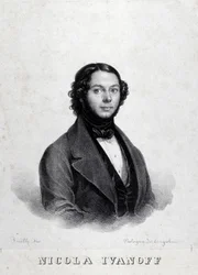 Muotokuva venäläislaulaja Nicola Ivanoffista (Nikolaj Kuzmiv Ivanov 1810-1880).