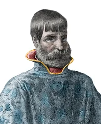 Muotokuva espanjalaisesta valloittajasta Juan Ponce de Leonista (1460-1521), Floridan tutkimusmatkailijasta - Juan Ponce de Leonin muotokuva - espanjalainen tutkimusmatkailija