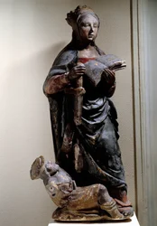Pyhän Katariinan Sienan edustus. Monivärinen kalkkikiviveistos. 15-luvulla. Compiegne, Vivenel-museo