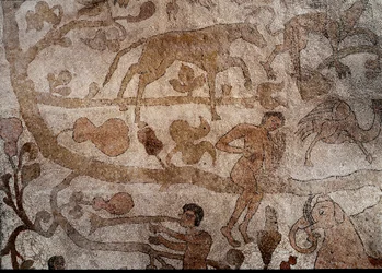 Kuvaus kuvitteellisesta Intian eläimistöstä, joka symboloi Aleksanteri Suuren hyökkäyksiä