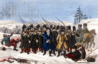 Poistettu Ranskan Moskovan armeijasta 1812. Kaiverrus 1800-luku.