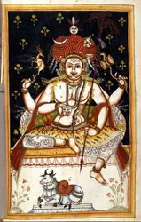 Rutrim, hindujumalaisuus Sivu käsikirjoituksesta (ms.8300) "" History of Mogol"" (Moghul tai Moghol), kirjoittanut Stefano Nivibus Cardeira. 1700-luvulla. Bibloteca marciana, Venetsia
