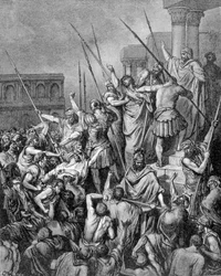 Pyhä Paavali pysähtyy Jerusalemiin. 1800-luvun kaiverrus.