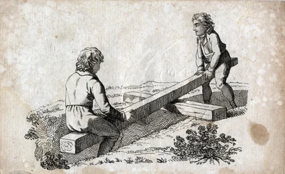 Swing: kaksi lasta peränauhalla (butt tape) Kaiverrus 1700-luvun loppu. Yksityinen kokoelma.