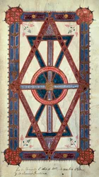 Symbolinen esitys Kristuksesta: "" Ego sum Alpha et Omega, primus et novissimus"" Sivu otettu "" Ferdinand I:n (Fernando I Leonin ja Kastilian) tuntikirjasta.