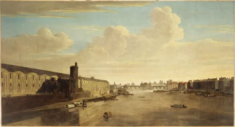 Grande Galerie du Louvre, jossa Porte Neuve, Pont-Neuf, Cité, Tour de Nesle ja Quai Malaquais, noin 1640, nykyiset 1. ja 6. arrondissementit, vuosien 1635 ja 1645 välillä (öljy kankaalle).
