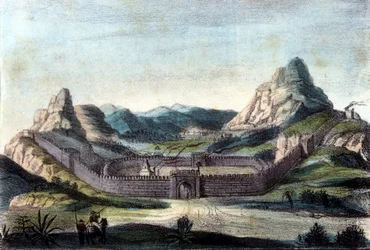 Kiinan muuri. 1800-luvun kaiverrus.