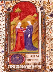Pienoisvierailu Kastilialaisen Isabellan tuntikirjasta, joka tunnetaan nimellä Isabella Iere katolinen (1451-1504) 1400-luvun Sevilla, Biblioteca Colombina