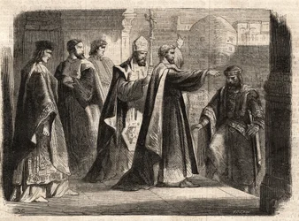 Milanon arkkipiispa Pyhä Ambrosius (Aurelius Ambrosius, Ambrogio di Milano (340-397) kielsi Rooman keisari Theodosius I:ltä (Flavius Theodosius) (347-395) pääsyn kirkkoon rangaistakseen häntä Thessalonikan verilöylystä vuonna 390 - Excommunicati