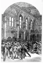 New Yorkin pörssin sisätilat vuonna 1881.