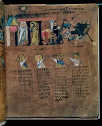 Violetti Codex Rossanensis, 6. vuosisata (käsikirjoitus).