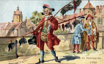 Peruukkikauppias vuonna 1750.