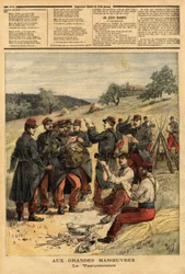 Waguemestre, armeija, joka vastaa postin jakelusta joukkoille. Kaiverrus "" Le petit Journal" -lehdessä 23.9.1893. Selvan kokoelma.