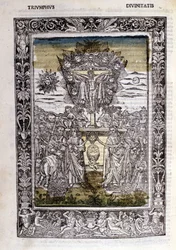 Francesco Petrarcan (Petrarcan) jumalien voitto. Miniatyyrit sd. Bibl. Trivulziana, Milano.