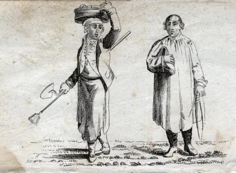Kaksi talonpoikaa, 1700-luvun lopun kaiverrus, yksityinen kokoelma.