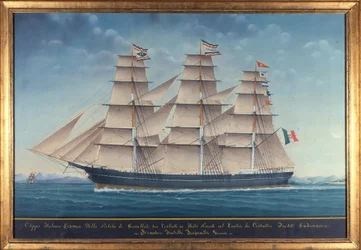 Näkymä italialaisesta leikkurista Cosmos. 1800-luvun maalaus