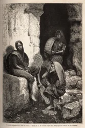 Concaun rannikon (tai Konkanin, Intian pohjoisrannikon) ihmisten naiset. Kaiverrus havainnollistamaan matkaa Intian pituuspiiriprovinsseissa, Alfred Grandidier, vuosina 1862-1864, julkaistu "" Le tour du monde""" 1869, toimittanut Edouard Charton,