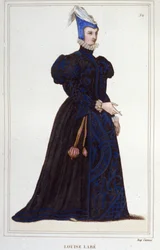 muotokuva Louise Labbésta tai Labésta (ver1524-1566), ranskalaisesta runoilijasta. kaiverrus vuodelta 1830