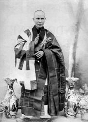 Annamese bonze Cochinchinassa, Indokiinassa, noin 1900 (s/w-kuva).