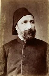 Ottomaanien valtakunta: "" Muotokuva Ahmet Mithat Pashasta (tai Ahmed Midhat pashasta) (1822-1883) valtiomies Turkin uudistaja"" Valokuvaus Ankara, Turkin historiallinen seura. Turkki