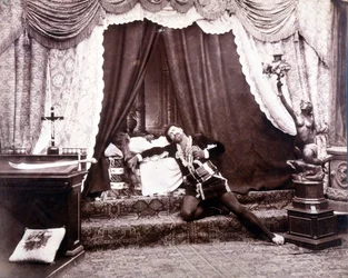 Italian tenorin Francesco Tamagnon (1850 - 1905) muotokuva Giuseppe Verdin Otellon viimeisessä näytöksessä
