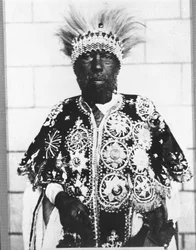 Muotokuva Etiopian kuninkaan Menelik II:sta (1844 - 1913).