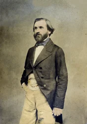 Muotokuva italialaisesta säveltäjästä Giuseppe Verdistä (1813 - 1901).