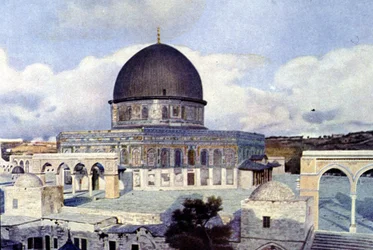Näkymä Omarin moskeijasta Jerusalemissa. Autochrome
