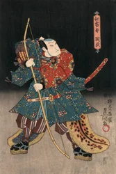Kunisadan Ukiyo-e Print samuraita näyttelevästä näyttelijästä