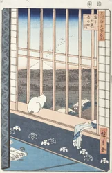 Asakusan riisipellot ja Torinomachi-juhla sarjasta "Edo-sata kuuluisaa näkymää", 1857