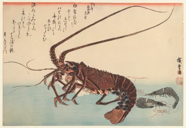 Rapu ja kaksi katkarapua, Great Fish -sarjasta (alkoi 1832), 1840 (värillinen puupainatus)