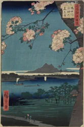 Suijin-pyhäkön metsä ja Masaki Sumidajoen varrella, elokuu 1856