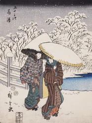 Fujisawa sarjasta Tokaidon 53 asemaa, 1852 (värillinen puupiirros).
