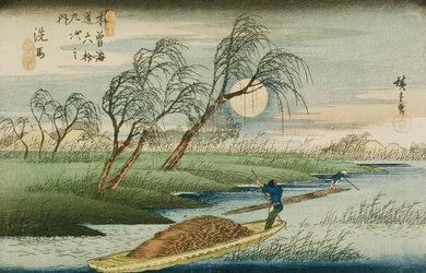 Täysikuu Sebassa, sarjasta "Kisokaidon 69 asemaa", noin 1837-42