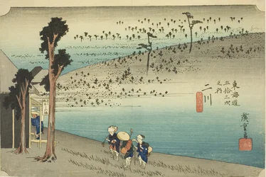 Futakawa: Sarugababa Plateau (Futakawa, Sarugababa), sarjasta "Fifty-three Stations of the Tokaido (Tokaido gojusan tsugi no uchi)," tunnetaan myös nimellä Hoeido Tokaido