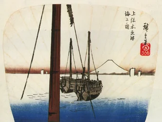 Hiroshige Fuji-vuori veden yli nähtynä