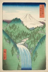 Izun maakunnan vuoristossa (Izu no sanchu), sarjasta "Kolmekymmentäkuusi näkymää Fuji-vuorelle (Fuji sanjurokkei)"